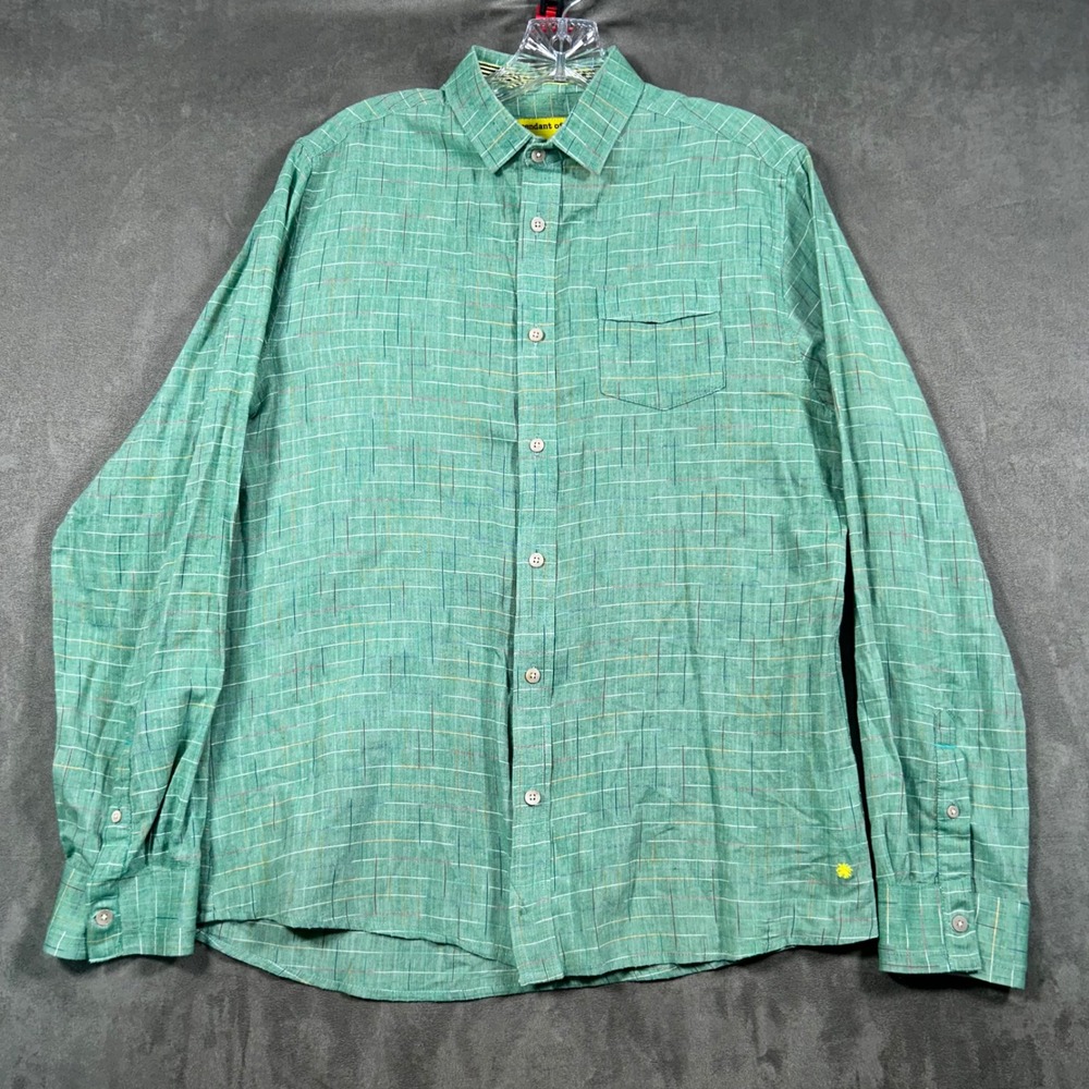 Descendant of Thieves Mens RARE 157 Units Made Green Dash Pattern Shirt M